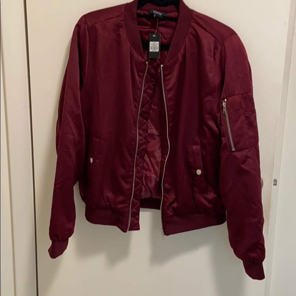 Wine Red Bomber Jacket